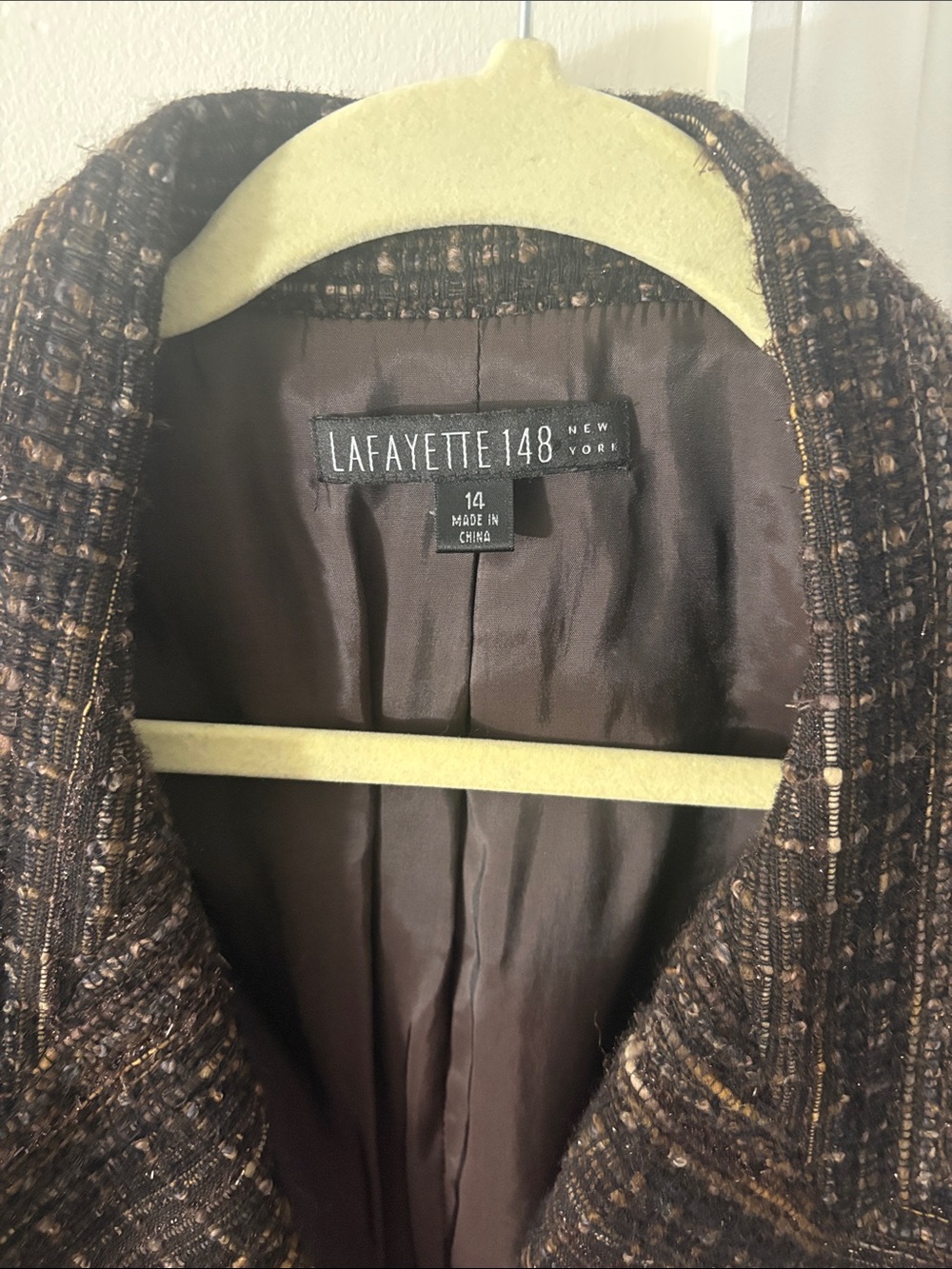 Lafayette 148 New York Brown Tweed Blazer Jacket